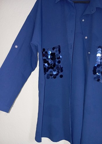 Kadın Mavi Düğmeli Gömlek - Görsel 3