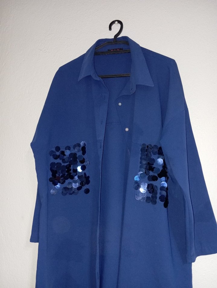 Kadın Mavi Düğmeli Gömlek - Görsel 2