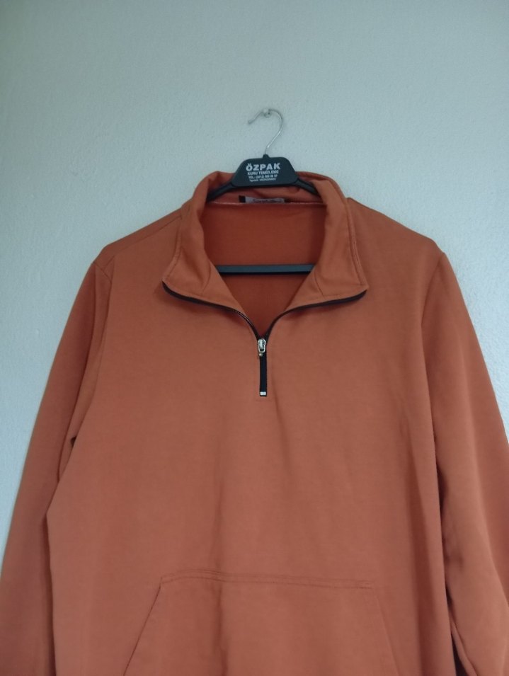 Kadın Kahverengi Yarım Fermuarlı Sweatshirt - Görsel 3