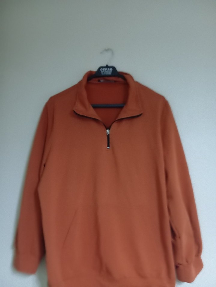 Kadın Kahverengi Yarım Fermuarlı Sweatshirt - Görsel 2