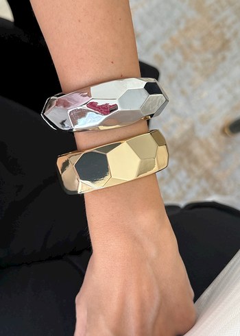 Beden gri Renk Zara model gümüş renk geometrik manşet bileklik