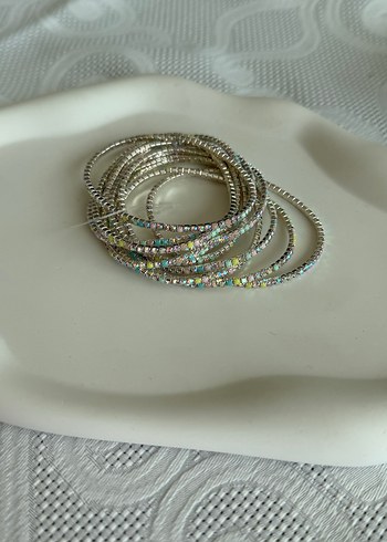 Accessorize Pastel renk taşlı çoklu lastik bileklik 