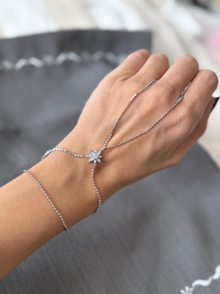 Minimalist Yıldız Detaylı gümüş renk şahmeran - Görsel 2