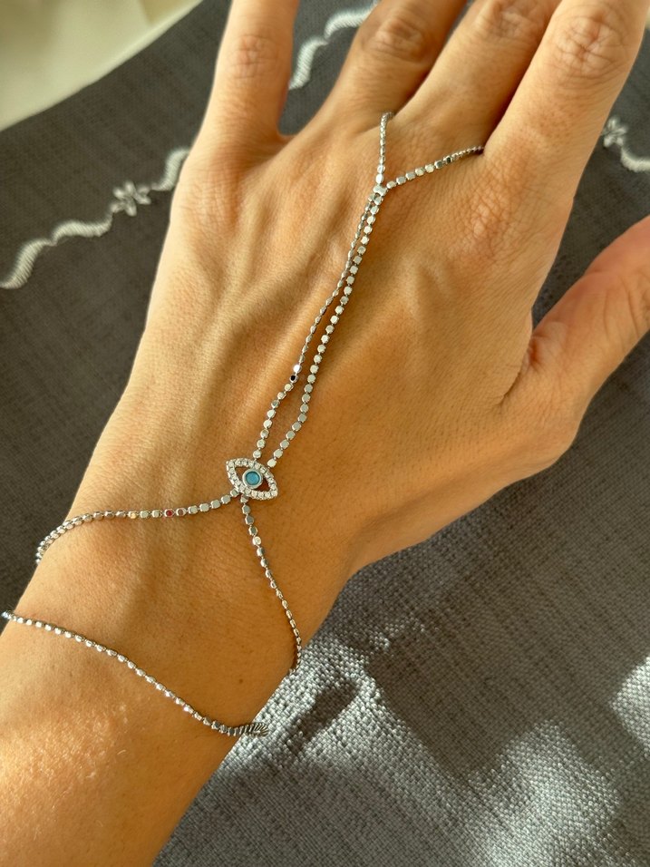 Turkuaz Taş Detaylı pul ezme zincir şahmeran - Görsel 2