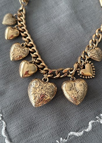 Zara model antik sarı kalp charm kolye - Görsel 4