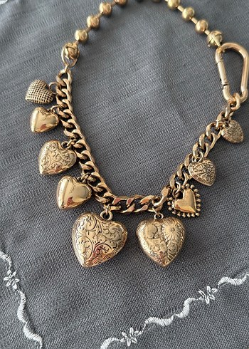 Zara model antik sarı kalp charm kolye - Görsel 2