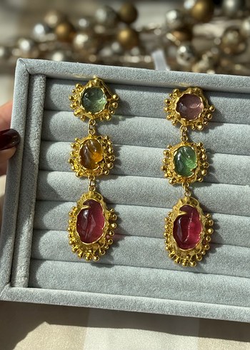 Zara Renkli Boncuklu uzun zara küpe