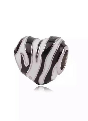 Pandora zebra desenli kalp charm