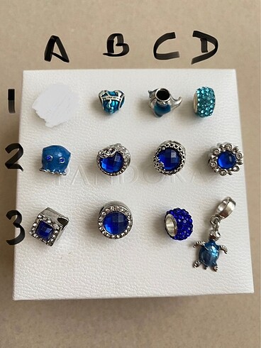 Mavi pandora tarz charm