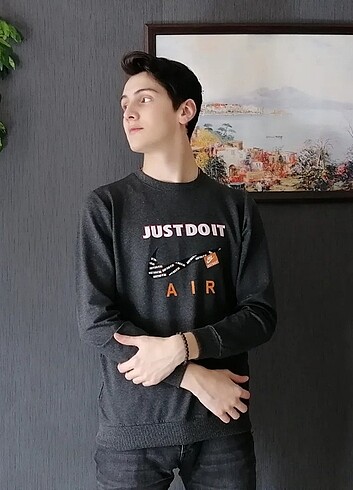 s Beden gri Renk Nike Air Just Do İt Unisex Sweatshirt
