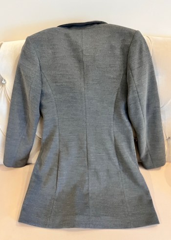 Düğmeli Gri kaşe  Kadın Kaban - Görsel 4