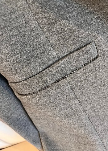 Düğmeli Gri kaşe  Kadın Kaban - Görsel 6