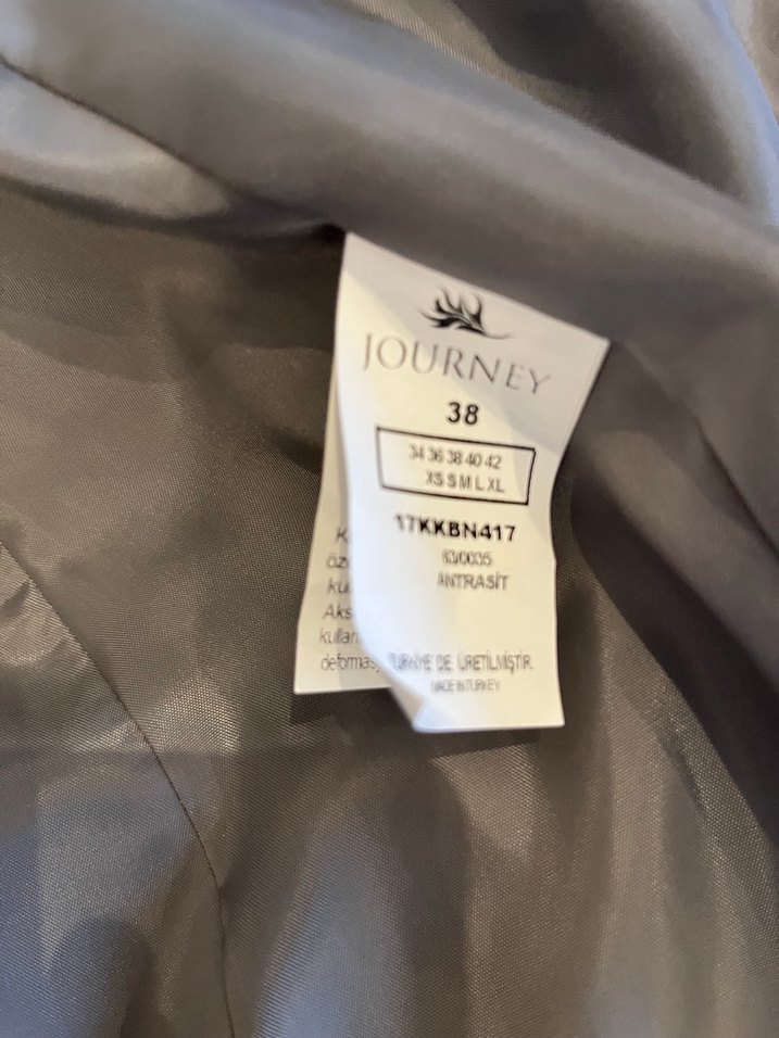 Düğmeli Gri kaşe  Kadın Kaban - Görsel 5