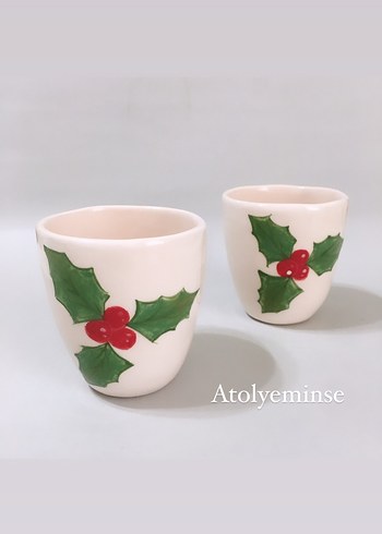 Yeni yıl hediyelik el yapımı kupa iki adet fiyatıdır - Görsel 2