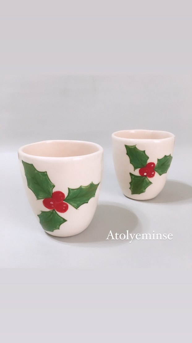 Yeni yıl hediyelik el yapımı kupa iki adet fiyatıdır - Görsel 2