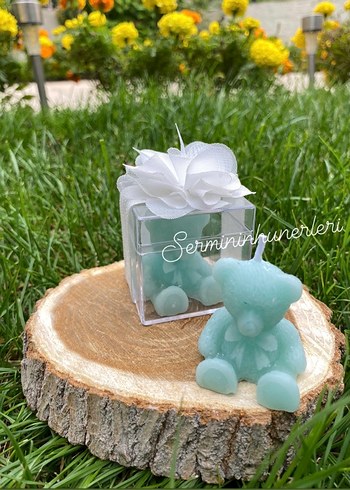 Renkli kutulu hediyelik ayıcık mum 20 adet - Görsel 2