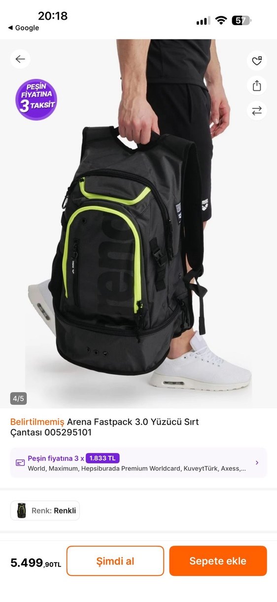 Siyah  Arena Sırt Çantası - Görsel 4