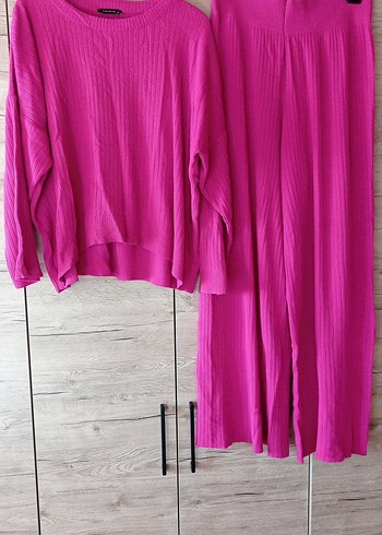 Pembe Örgü Kadın Triko Takım