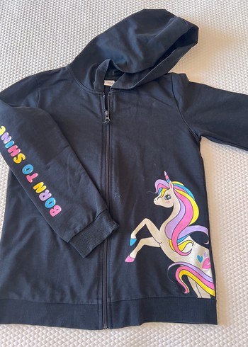Kız Çocuk Gri Fermuarlı Unicorn Sweatshirt takım