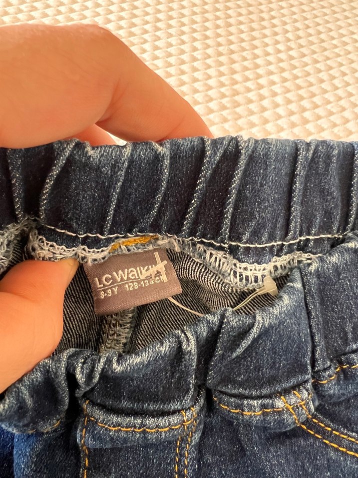 Kız Çocuk Elastik Bel Mavi Denim Pantolon - Görsel 2