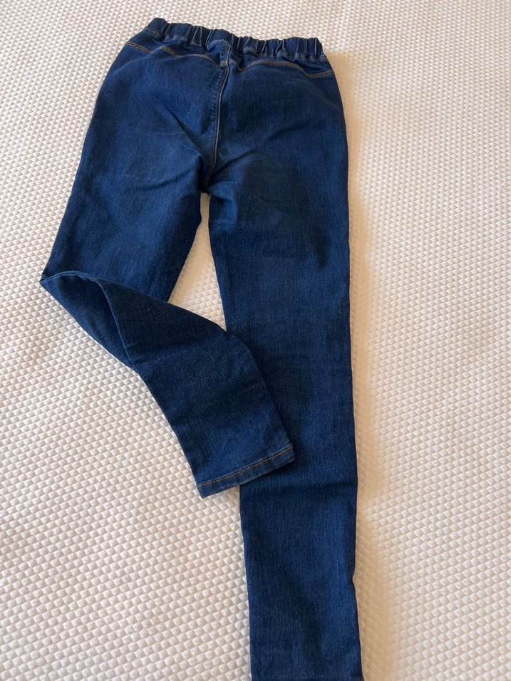 Kız Çocuk Elastik Bel Mavi Denim Pantolon - Görsel 3