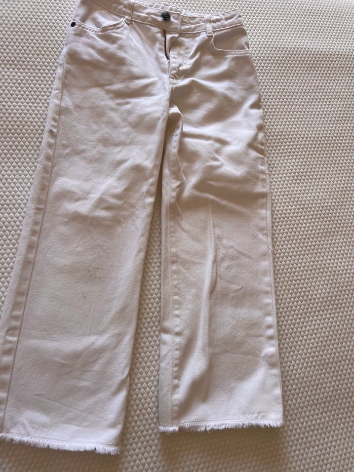 Beyaz denim kız çocuk pantolon - Görsel 2