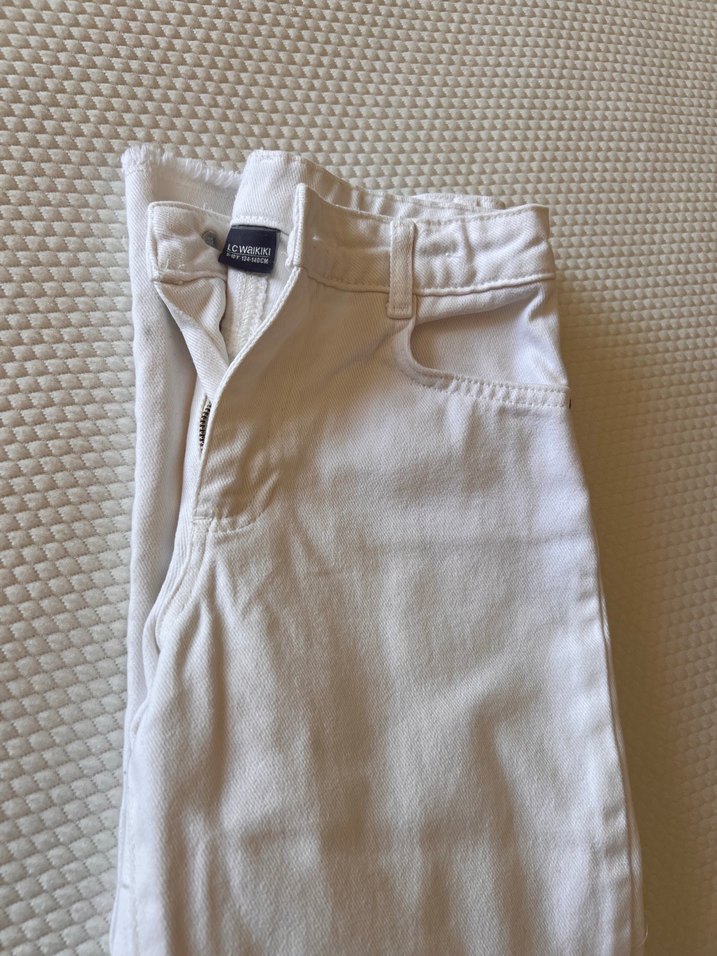 Beyaz denim kız çocuk pantolon - Görsel 4