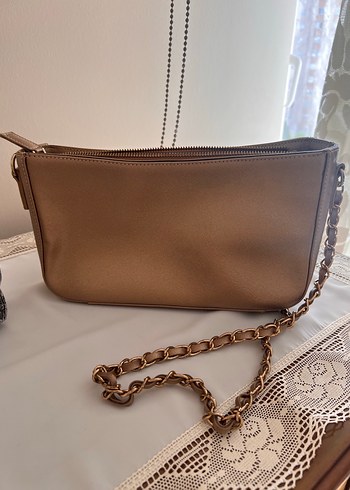 Bej Deri Zincir Detaylı Kadın Çanta - Görsel 6