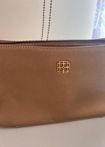 Bej Deri Zincir Detaylı Kadın Çanta - Görsel 2