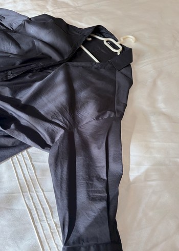 Siyah poplin Kadın Gömlek - Görsel 2