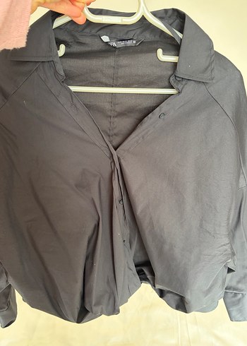 Siyah poplin Kadın Gömlek - Görsel 5