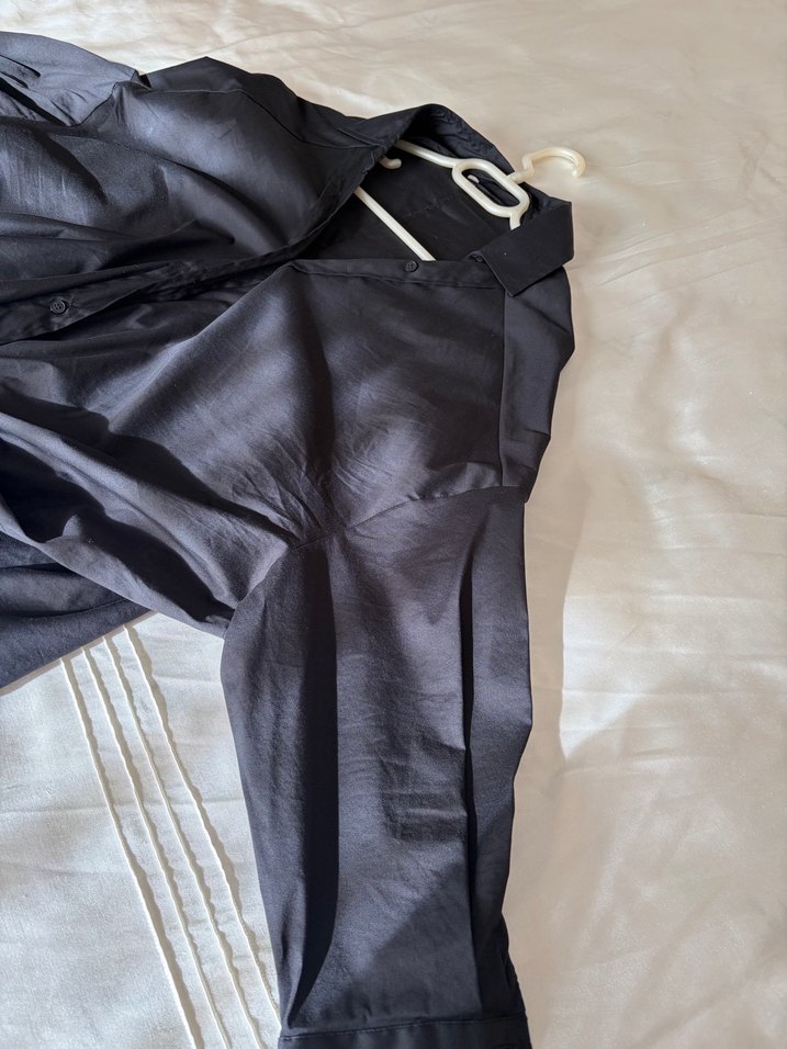 Siyah poplin Kadın Gömlek - Görsel 2