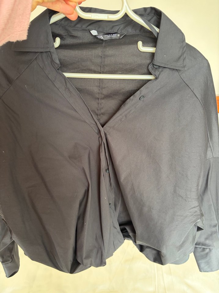 Siyah poplin Kadın Gömlek - Görsel 5