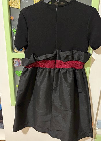 Kız Çocuk Siyah Kemerli Kısa Kollu Elbise - Görsel 5