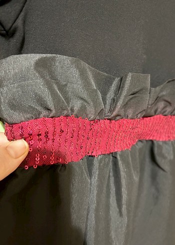 Kız Çocuk Siyah Kemerli Kısa Kollu Elbise - Görsel 3