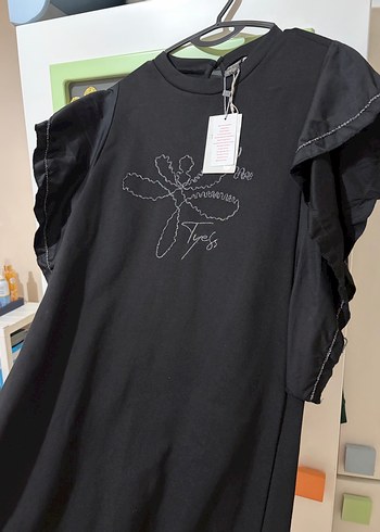 Siyah Fırfırlı kız çocuk elbise - Görsel 4