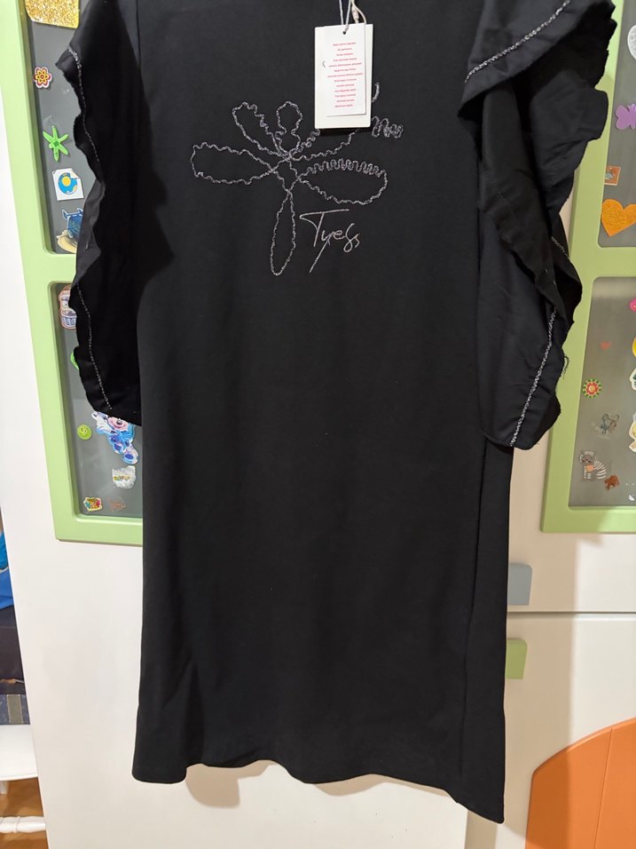 Siyah Fırfırlı kız çocuk elbise - Görsel 5