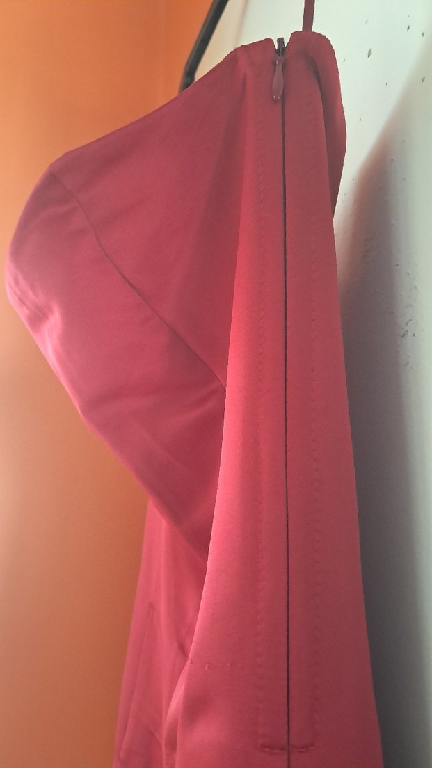 Mango Saten Straplez midi boy  Elbise - Görsel 4