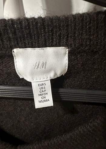 Koyu Kahve V Yaka Örgü Yün Kadın Kazak - Görsel 3