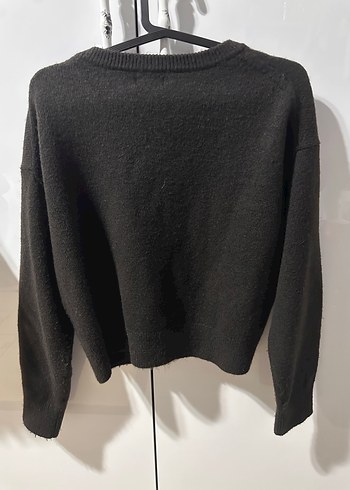 Koyu Kahve V Yaka Örgü Yün Kadın Kazak - Görsel 2