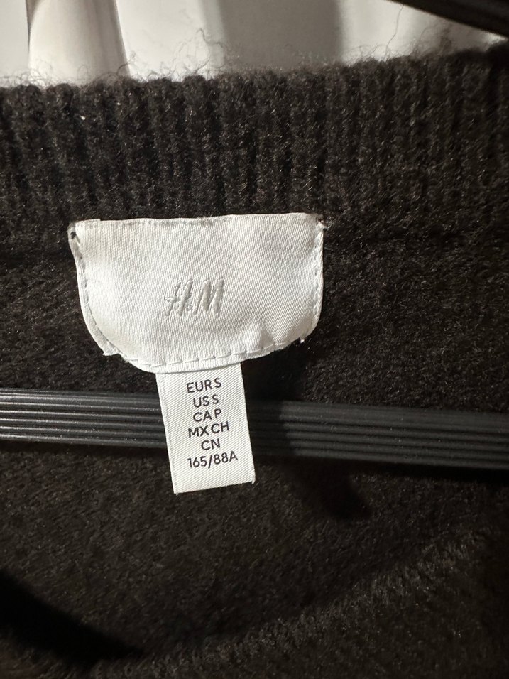 Koyu Kahve V Yaka Örgü Yün Kadın Kazak - Görsel 3