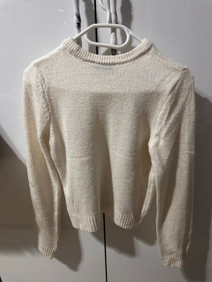 Beyaz Basic Bisiklet Yaka Kadın Kazak - Görsel 2