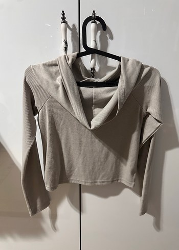 Bej Yüksek Yakalı Uzun Kollu Kadın Kazak - Görsel 2