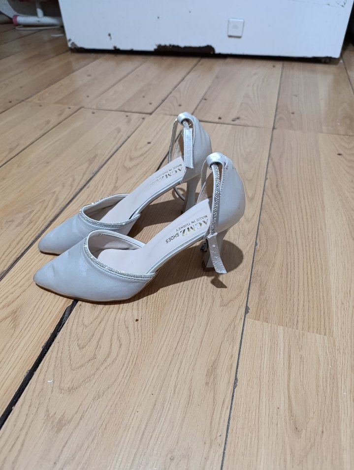 gri gümüş detaylı stiletto - Görsel 2