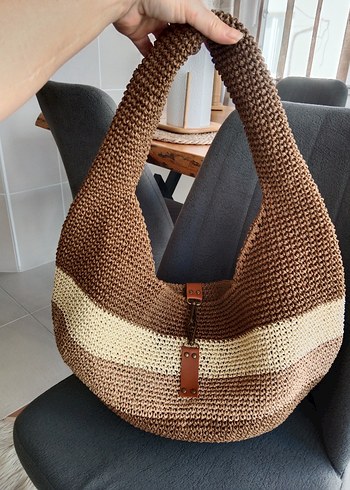 Örgü hasır Kadın Çanta - Görsel 2