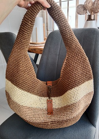 Örgü hasır Kadın Çanta - Görsel 3