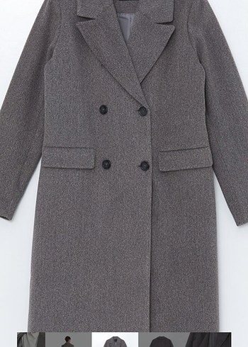 Gri Çift Düğmeli Kaban - Görsel 3