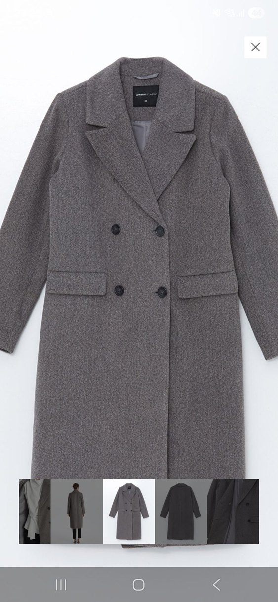 Gri Çift Düğmeli Kaban - Görsel 3