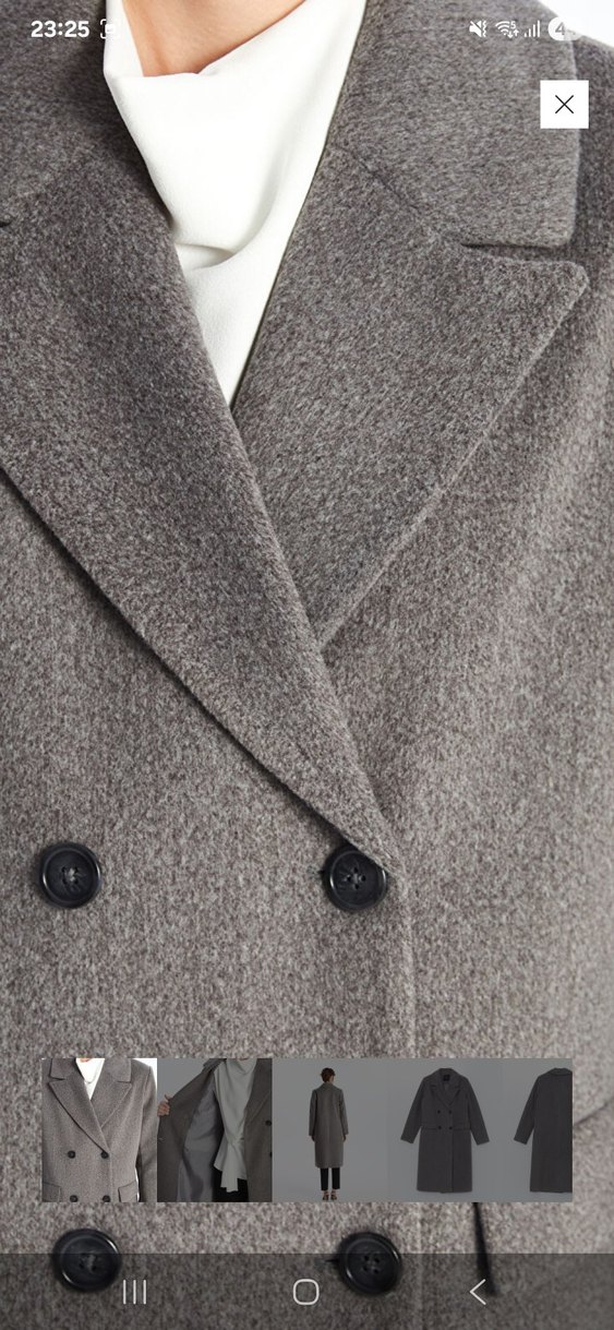 Gri Çift Düğmeli Kaban - Görsel 4