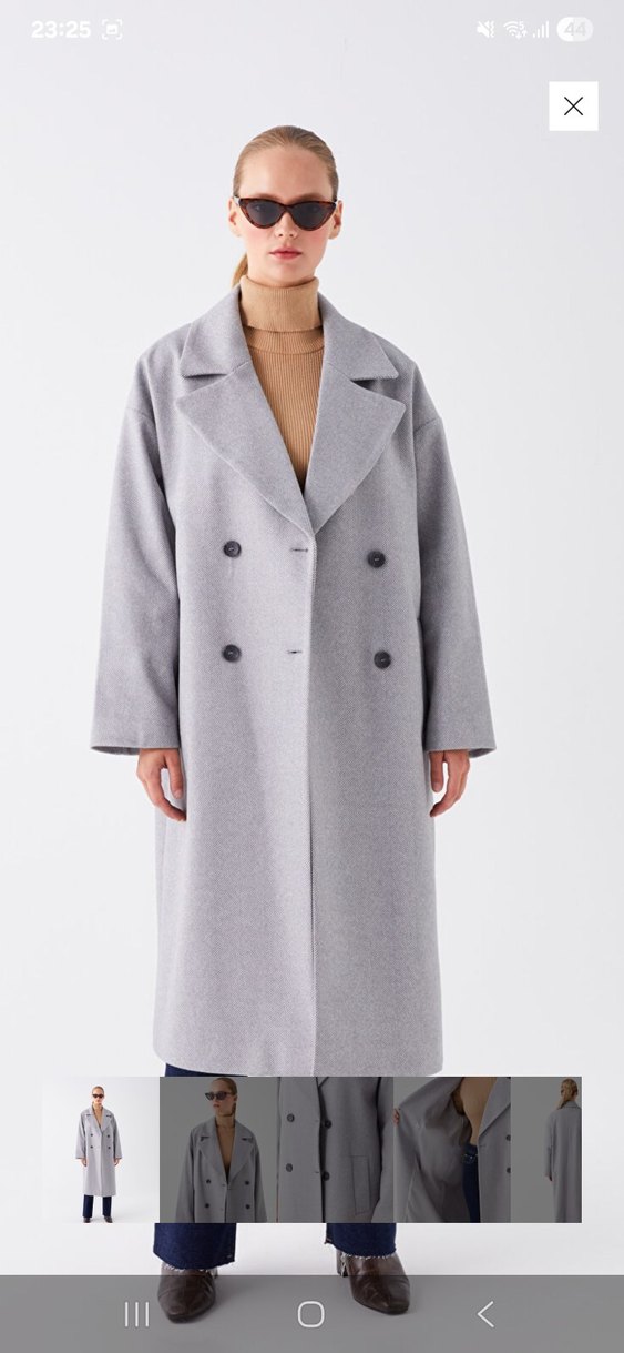 Gri Çift Düğmeli Kaban - Görsel 2